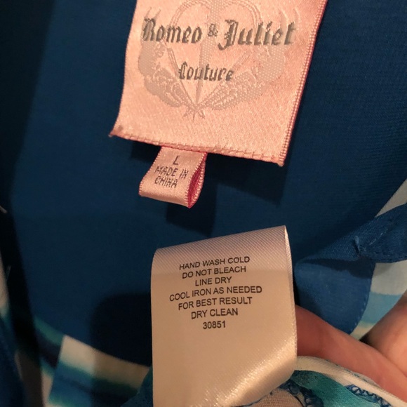 Romeo and Juliet Couture Striped High Low Blouse L - Picture 5 of 6